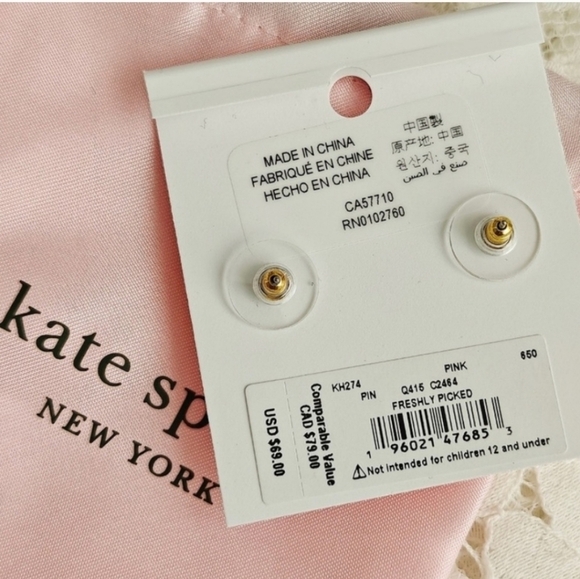 🔹️kate spade🔹️ Freshly Picked Flower Stud Earrings, Pink NWT ✨️🌸 - Picture 6 of 7